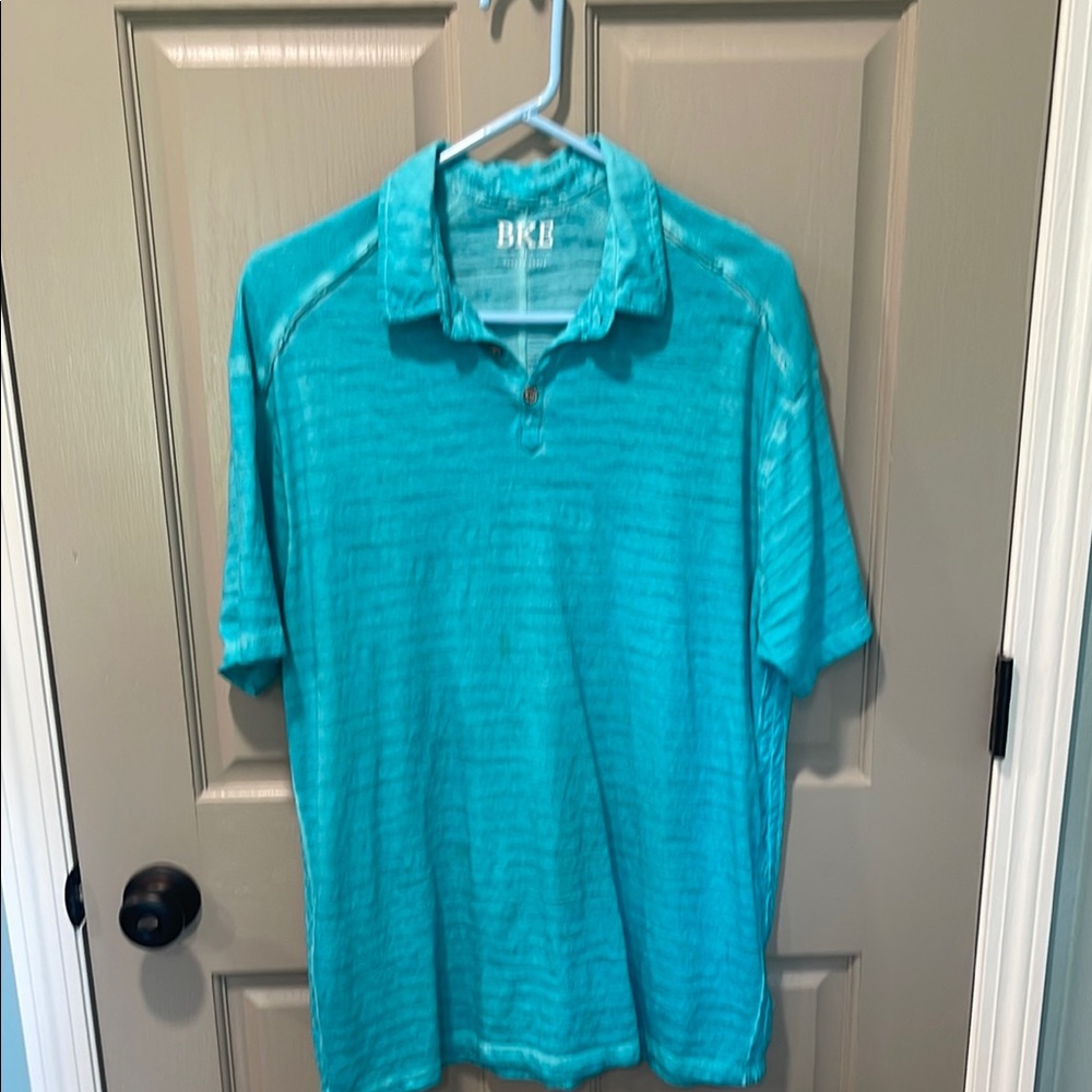 BKE Teal Blue Polo Shirt with Lightweight Texture